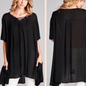 Black lace up tunic